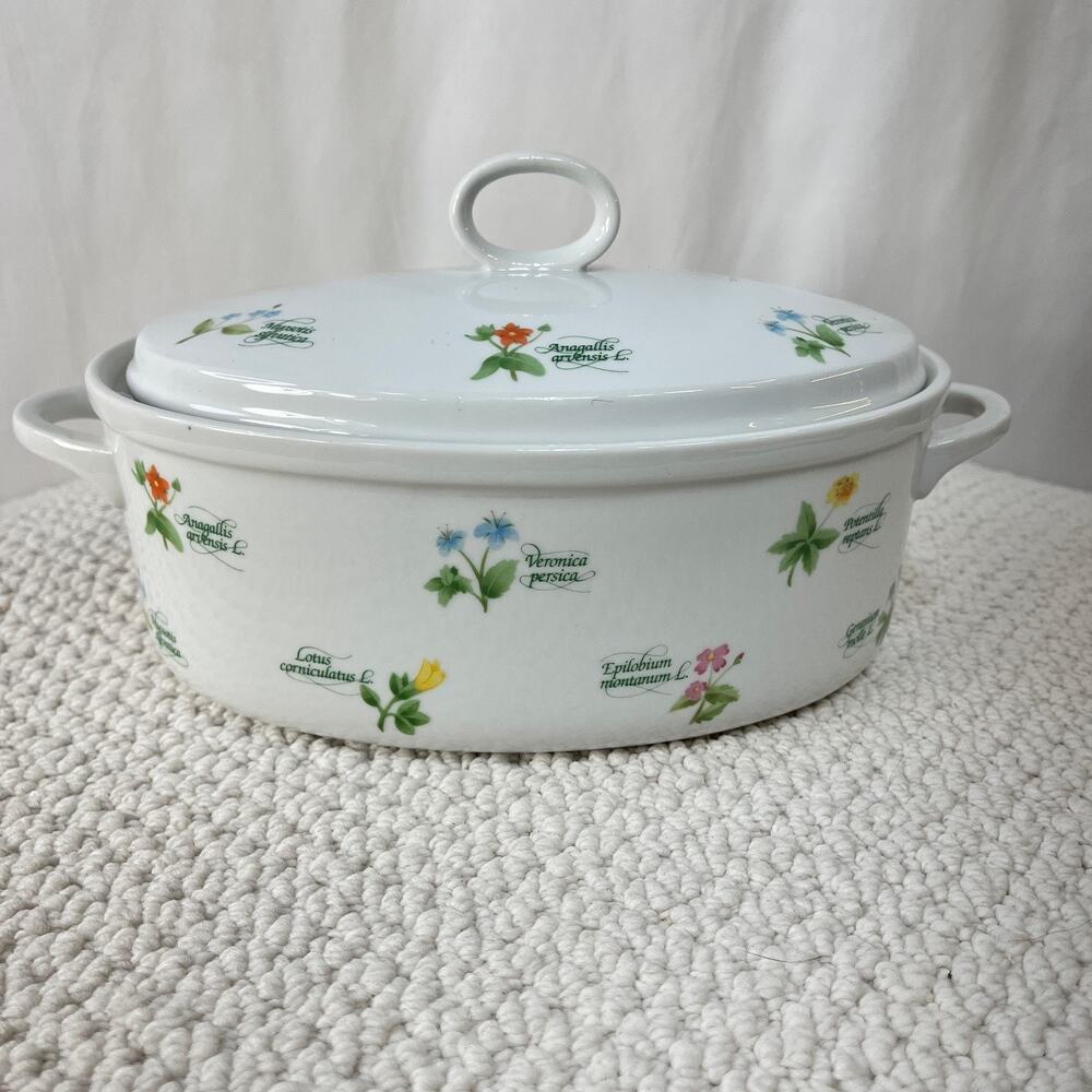 Floret by Anchor Ovenware Oval Casserole 2 Qt With Lid Discontinued Vintage